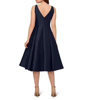 Adrianna Papell Boat Neck Sleeveless A-Line Taffeta Dress