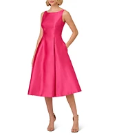 Adrianna Papell Boat Neck Sleeveless A-Line Taffeta Dress