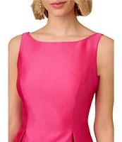 Adrianna Papell Boat Neck Sleeveless A-Line Taffeta Dress