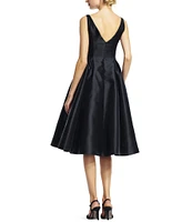 Adrianna Papell Boat Neck Sleeveless A-Line Taffeta Dress