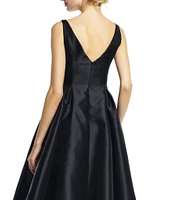 Adrianna Papell Boat Neck Sleeveless A-Line Taffeta Dress