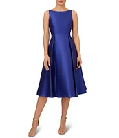 Adrianna Papell Boat Neck Sleeveless A-Line Taffeta Dress