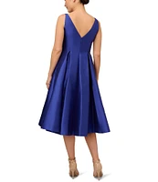 Adrianna Papell Boat Neck Sleeveless A-Line Taffeta Dress