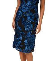 Adrianna Papell Soutache Off The Shoulder Neck Cap Sleeve Sheath Dress
