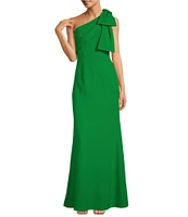 Adrianna Papell Stretch Crepe Bow One Shoulder Mermaid Gown