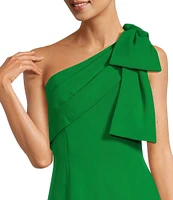 Adrianna Papell Stretch Crepe Bow One Shoulder Mermaid Gown