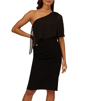 Adrianna Papell Stretch One Shoulder Draped Side Dress