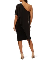 Adrianna Papell Stretch One Shoulder Draped Side Dress