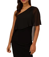 Adrianna Papell Stretch One Shoulder Draped Side Dress