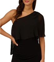 Adrianna Papell Stretch One Shoulder Draped Side Dress