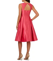 Adrianna Papell Sweetheart Neck Cutout Back Pleated Mikado Midi Dress