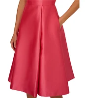 Adrianna Papell Sweetheart Neck Cutout Back Pleated Mikado Midi Dress