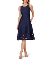 Adrianna Papell Taffeta Cut-Out Boat Neck Sleeveless Fit & Flare Dress