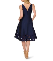 Adrianna Papell Taffeta Cut-Out Boat Neck Sleeveless Fit & Flare Dress