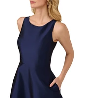 Adrianna Papell Taffeta Cut-Out Boat Neck Sleeveless Fit & Flare Dress