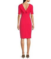 Adrianna Papell V-Back Foldover Collar Short Sleeve Sheath Dress