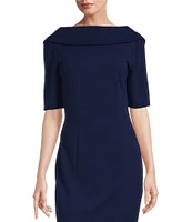 Adrianna Papell V-Back Foldover Collar Short Sleeve Sheath Dress