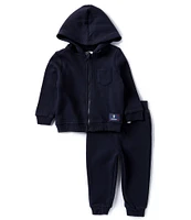 Adventurewear 360 Baby Boys 12-24 Months Long Sleeve Schiffli Long Sleeve Hooded Jogger Set