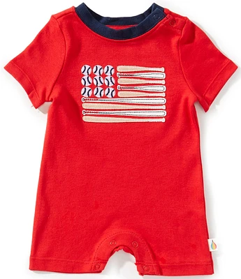 Adventurewear 360 Baby Boys Newborn- 24 Months Baseball Flag Short Sleeve Shortall
