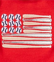 Adventurewear 360 Baby Boys Newborn- 24 Months Baseball Flag Short Sleeve Shortall