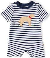 Adventurewear 360 Baby Boys Stripe Dog Applique Short Sleeve Shortall