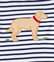 Adventurewear 360 Baby Boys Stripe Dog Applique Short Sleeve Shortall