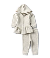 Adventurewear 360 Baby Girls 12-24 Months Long Sleeve Schiffli Hooded Jogger Set