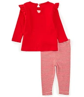 Adventurewear 360 Baby Girls 3-24 Months Embroidered Christmas Santa Baby Long Sleeve Top & Leggings Set