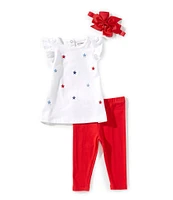 Adventurewear 360 Baby Girls 3-24 Months Embroidered Star Short Sleeve Ruffle Top & Capri Pants Set