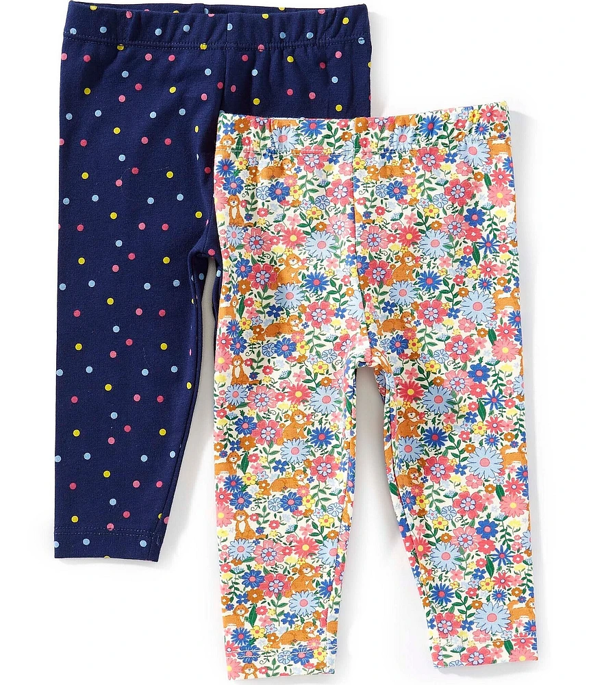 Adventurewear 360 Baby Girls Pull-On Polka Dot & Floral Dog Leggings 2-Pack Set
