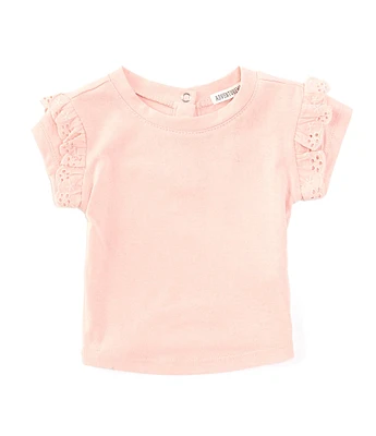 Adventurewear 360 Baby Girls 3-24 Months Round Neck Short Sleeve Knit Eyelet Trim T-Shirt