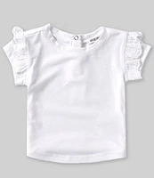 Adventurewear 360 Baby Girls 3-24 Months Round Neck Short Sleeve Knit Eyelet Trim T-Shirt