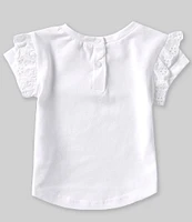 Adventurewear 360 Baby Girls 3-24 Months Round Neck Short Sleeve Knit Eyelet Trim T-Shirt