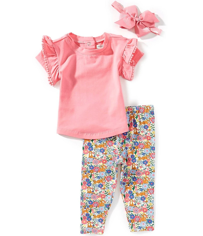 Adventurewear 360 Baby Girls Short Sleeve Top & Floral Dog Leggings Set