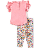 Adventurewear 360 Baby Girls Short Sleeve Top & Floral Dog Leggings Set