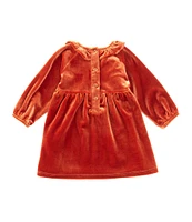 Adventurewear 360 Baby Girls 3-24 Months Velvet Ruffle Neck Long Sleeve Dress