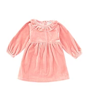 Adventurewear 360 Baby Girls 3-24 Months Velvet Ruffle Neck Long Sleeve Dress