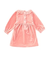 Adventurewear 360 Baby Girls 3-24 Months Velvet Ruffle Neck Long Sleeve Dress