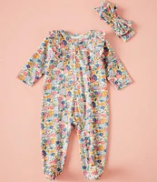 Adventurewear 360 Baby Girls Premie Floral Dog Footed Coverall