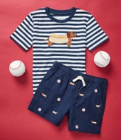 Adventurewear 360 Little Boys 2T-6 Hot Dog Applique Baseball Shorts