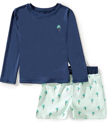 Class Club Little Boys 2T-7 Palm Trees Rashguard & Swim Trunk Set