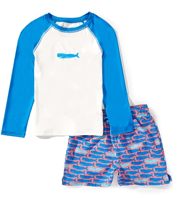 Adventurewear 360 Little Boys 2T-7 Whale Rashguard & Swim Trunk Set