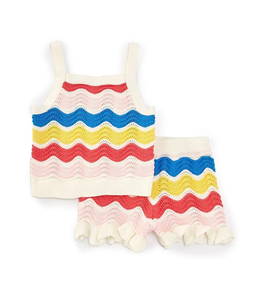 Adventurewear 360 Little Girls 2T-6X Chevron Crochet Tank Top & Short Set