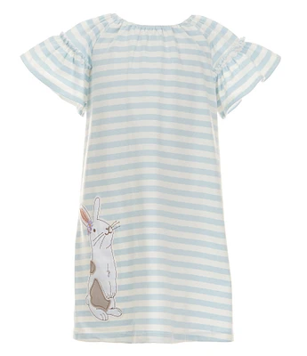 Adventurewear 360 Little Girls 2T-6X Short Sleeve Crew Neck Bunny Applique Dress