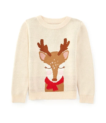 Adventurewear 360 Little Girls 2T-6X Reindeer Long Sleeve Christmas Sweater