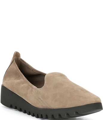 Aetrex LIZ Nubuck Wedge Slip Ons