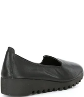 Aetrex Liz Leather Wedge Slip Ons