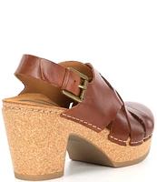 Aetrex Paige Leather Platform Slingback Clogs