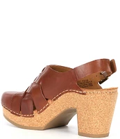 Aetrex Paige Leather Platform Slingback Clogs