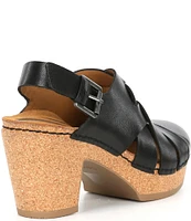 Aetrex Paige Leather Platform Slingback Clogs